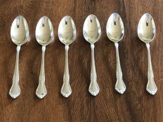 Georgian Manor By Lunt Set Of 6 Sterling Silver Demitasse Spoons 4 1/2 "