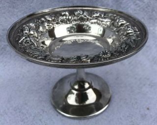 Antique Stieff 126 - 7 Sterling Silver Repousse Pedestal Dish Rose Pattern 5.  5”x4”