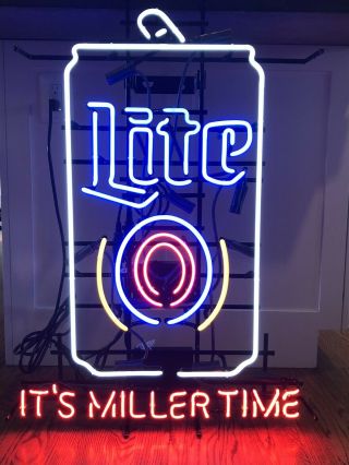 Large Miller Lite Beer Can Opti Neon Led Sign - - Light - Its Miller Time