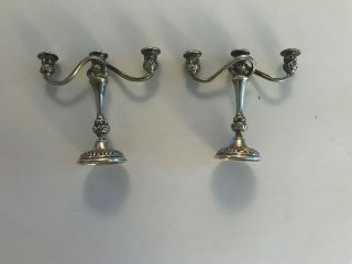 Antique Miniature Sterling Silver Candelabra For Dollhouse