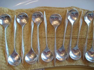 Set Of 12 Vintage Wallace Sterling Silver Salt Spoons Dawn Mist