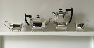 Art Deco Silverplated 4 - Piece Tea & Coffee Set Made In Sheffield,  Circa 1930 