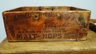 C1890s Anheuser Busch Malt Nutrine Tonic Pre Pro Prohibition Wood Beer Crate