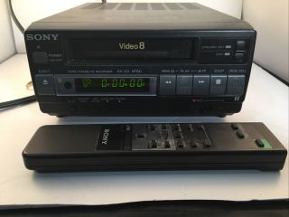 Vintage Sony Ev - C3 Video 8 Vcr Player Recorder W/remote Powers On Parts