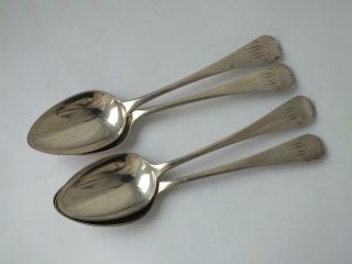 Set Of 4 Antique Victorian Solid Sterling Silver Tea Spoons 1840/ 13.  7 Cm/ 80 G