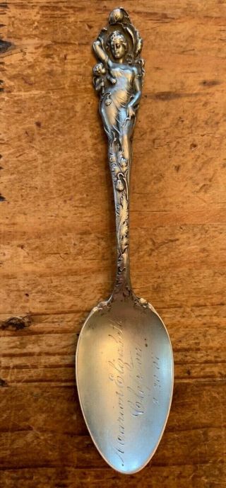 Reed & Barton Sterling Silver " Love Disarmed " Art Nouveau Spoon: Monogramed 1907