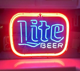 Vintage Miller Lite Beer Neon Sign 1980 Hang Or Stand