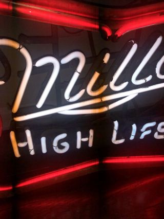 Vintage MILLER HIGH LIFE NEON Sign - 21.  5x 16.  5” x 4 