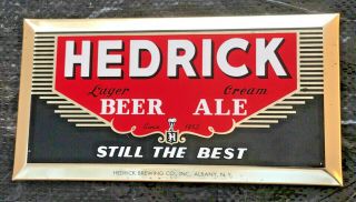 Tiny Hedrick Albany,  Ny Tin - Over - Cardboard Beer Sign 8.  5 X 4.  25 Inches