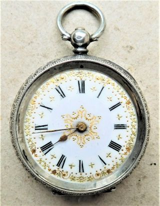 No Resrv C1900 Sterling Silver Mechanical Pocket Watch Vintage Antique