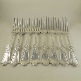 ROMAN II (1884) by HOLMES BOOTH & HAYDENS Silverplate Set of 8 Dinner Forks 2