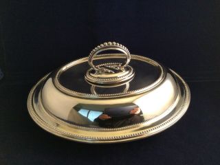 Very Fine C1903 Walker & Hall Silver Plate Bead Edged Entree Serving Dish