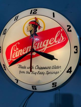 Vintage Leinenkugel’s Beer Bubble Clock Sign,  Lighted,  Chippewa Falls Wi