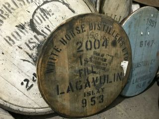 2004 Lagavulin Islay Whisky Barrel Lid Braced,  Ready To Hang 22 " Wide