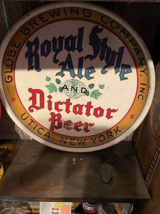 Scarce Globe Brewing Company Royal Style Ale And Dictator Beer Tray Utica Ny