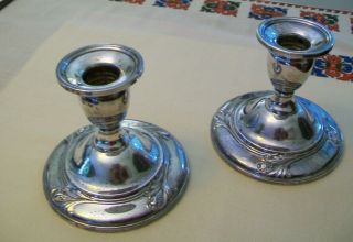 2 Two Vintage Spring Glory International Sterling Silver 925 Candle Holders Pair