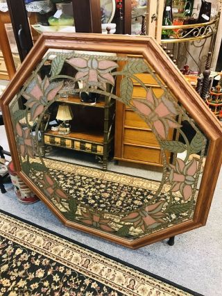 Vintage Octagon Stained Glass Mirror