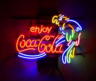 Enjoy Cola Parrot Neon Light Pub Club Sign Beer Bistro Patio Vintage Man Cave 2