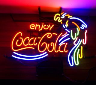 Enjoy Cola Parrot Neon Light Pub Club Sign Beer Bistro Patio Vintage Man Cave 3