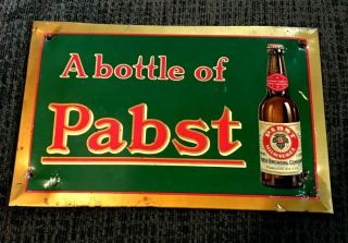 Vintage Pre - Pro Pabst Beer - Brewing Toc Tin Over Cardboard Sign Milwaukee Wi