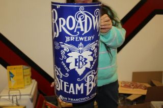 Large Broadway Brewing Steam Beer Gas Oil 20 " Curved Porcelain Metal Sign