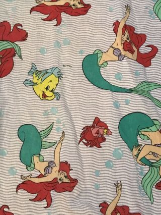 Vintage Little Mermaid Fitted Sheet For Twin Mattress Fabric Made In Usa