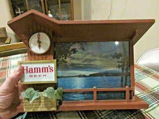 Hamms Beer Motion Sign Clock Dusk To Dawn For Repair Or Parts Lights Up