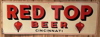 Red Top Beer Tin Sign.  Red Top Brewing Co.  - Cincinnati,  Oh