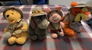 Set Of 4 Winnie The Pooh Safari Plush - Walt Disney World