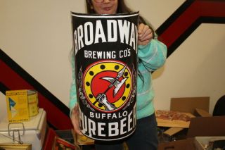 Large Broadway Brewing Buffalo Pure Beer Gas Oil 20 " Curved Porcelain Metal Sign