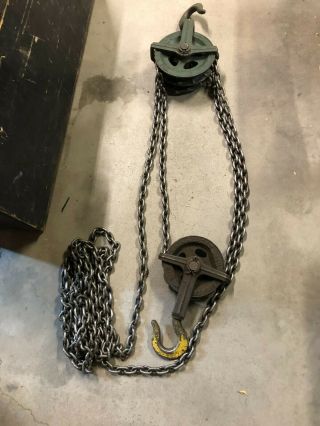 Vintage Yale & Towne Hoist Block & Tackle Pulley System ½ Ton