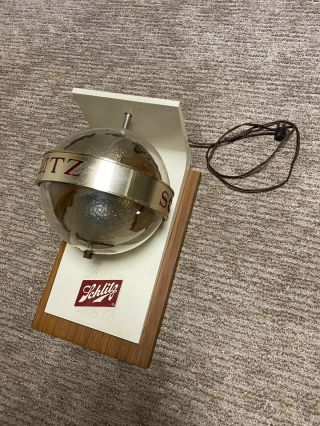 Schlitz Beer Sign Lighted Rotating Globe 1968 Wall Sconce