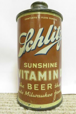Schlitz Sunshine Vitamin D Cone Top Beer Can,  Irtp 17b