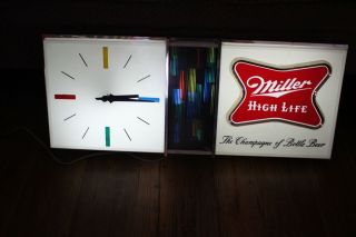 Vtg Miller High Life Beer Clock Lighted Sign