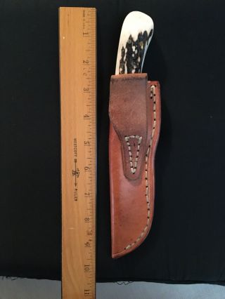 R F Layton Hand Made Fat Stag Hunting Knife With Maker 