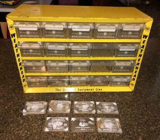 Vintage Weatherhead Yellow Metal Storage 20 Drawer Small Parts Cabinet