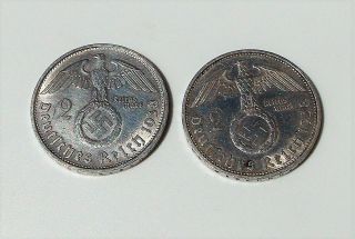 RARE GROUP OF 4 GERMAN REICH MARK SOLID SILVER COINS VARIOUS DATES 2