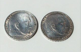 RARE GROUP OF 4 GERMAN REICH MARK SOLID SILVER COINS VARIOUS DATES 3