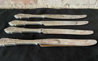 Set Of 4 Wallace “rose Point” Sterling Silver 9” Knives