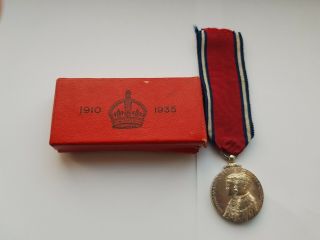 Full Size 1935 King George V Jubilee Medal,  Boxed,  Solid Silver,