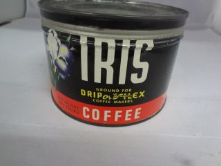 Vintage Iris Brand Coffee Tin Advertising Collectible Graphics 946 - E