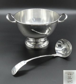 Heavy Wmf Punch Bowl Soup Tureen Ice Bucket Twin Handle Silver Plated With Ladle