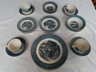 Vintage Currier And Ives By Royal China Dinnerware Set - 4 - Place Setting (28pcs)