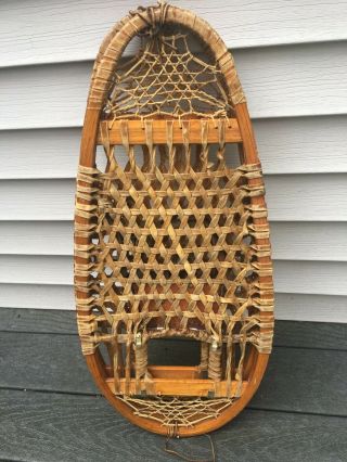 Vintage Rawhide And Wood Bear Paw Snow Shoes