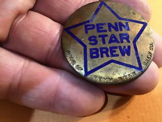 1933 - 1935 Penn Star Brew Co.  Lancaster Pa Brass Enamel Drink Marker (?)