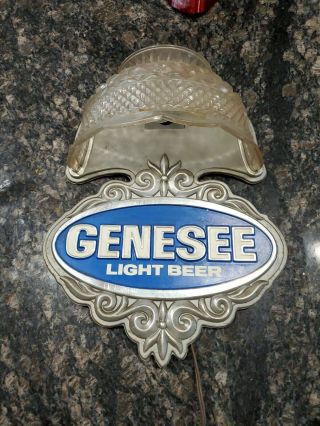 Genesee Cream Ale Electric Lighted Beer Sign Advertisement Bar Crystal Shade