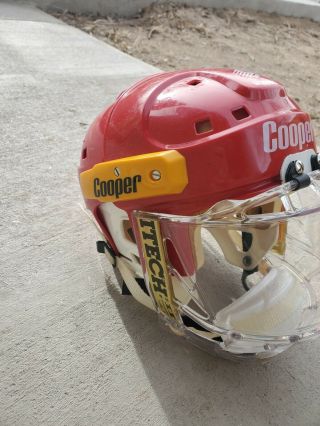 Vintage Cooper SK 2000 L Hockey Helmet With Itech II Lense Shield Red Good Shape 3