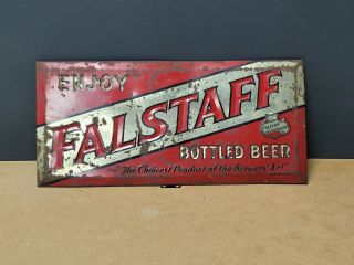 1950s Falstaff Bottled Beer Toc (tin Over Cardboard) Sign.