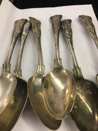 6 Gorham English King Silverplate Large Serving Spoons 8 1/2” Long