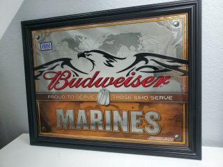 Budweiser Proud To Serve Those Who Serve The U.  S.  Marine Corps Mirror 20” X 26
